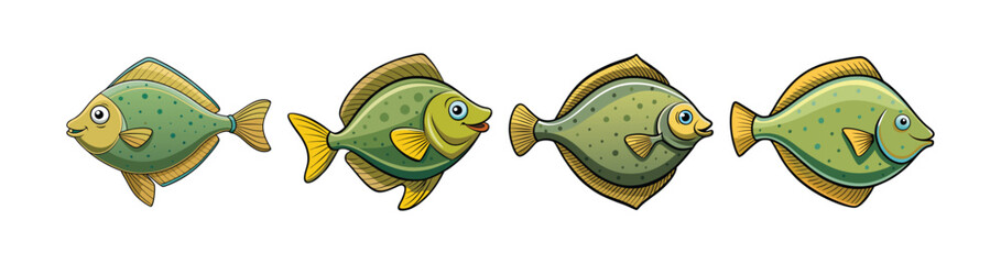 Set of European Plaice with Realistic Coloration