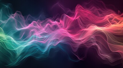 Obraz premium Flowing abstract waves in pink, purple, and blue hues on a dark background. Background image of vibrant color digital wave with black background. Digital artwork for modern and vibrant design. AIG51.
