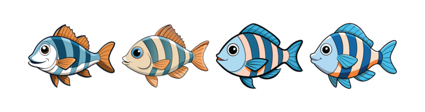 Set of Impressive Frontosa in Vibrant Aquatic Scene