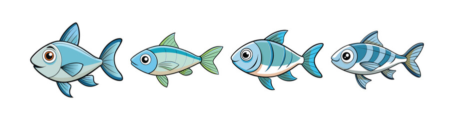 Fototapeta premium Set of Unique Illustration of Glassfish with Colorful Patterns