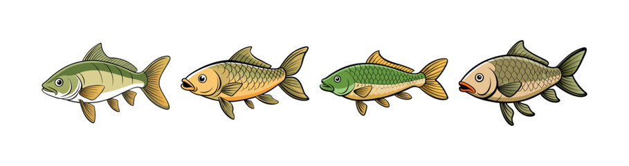 Set of Grass Carp with Striking Realistic Features