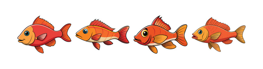 Set of Charming Hogfish in Vibrant Aquatic Art