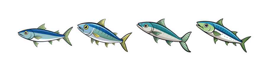 Obraz premium Set of Dynamic Indian Mackerel Underwater Scene