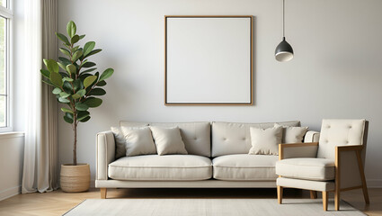 Cozy Living Room Design: Stylish Sofa Chair & Picture Frame for a Chic Home Environment