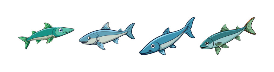 Obraz premium Set of Vibrant Knifefish Realistic Illustration with Colors