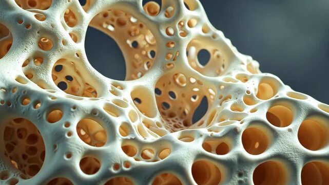 Abstract organic structure resembling porous bone with soft lighting and texture