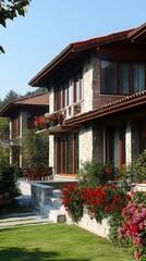 Luxury villa in the tropics on a sunny day