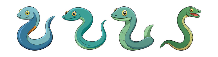 Set of  Stunning Moray Eel Realistic Illustration Full of Color