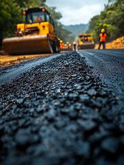 Road construction with asphalt paving. (1)