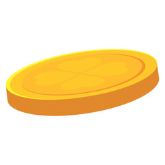 Golden coin with clover engraving. Vector