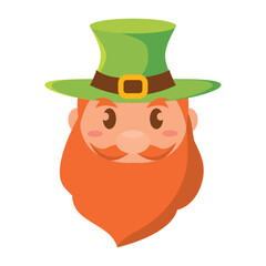 Leprechaun character face with red beard. Vector