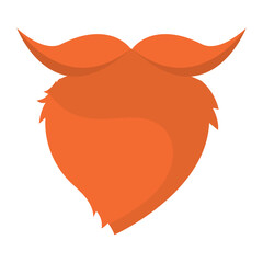 Orange beard and mustache cartoon design. Vector