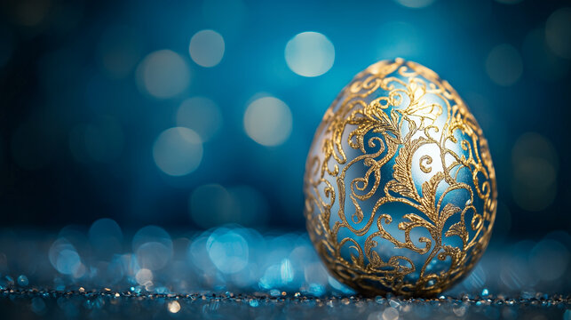 easter eggs on blue background