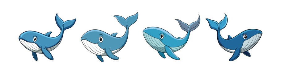 Fototapeta premium Set of Vivid Whaley Fish Realistic Illustration Featuring Bright Colors