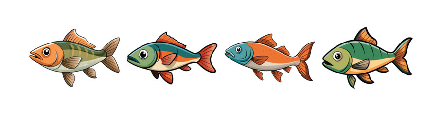 Set of Charming Wilddune Fish Illustration with Unique Features