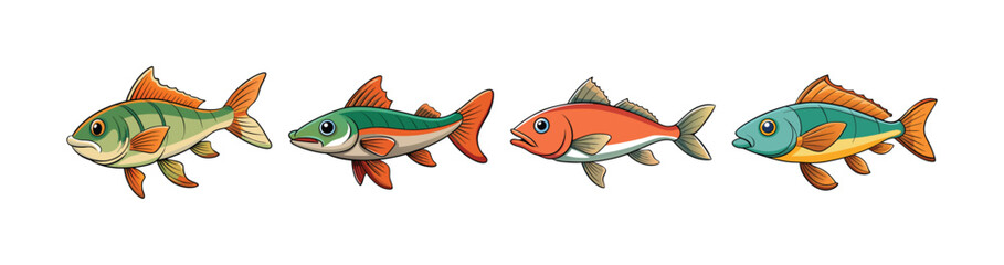 Set of Vibrant Wildglimmer Fish Illustration with Realistic Detail