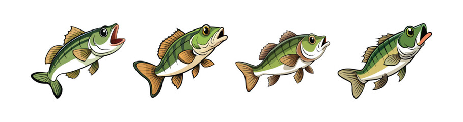 Set of Lifelike Wildwisp Bass Fish Color Art