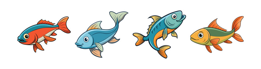 Set of Remarkable Windstrike Fish Realistic Color Artwork