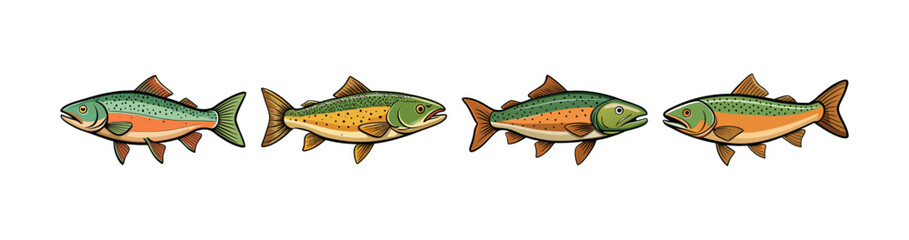 Set of Charming Windwood Trout Realistic Color Design