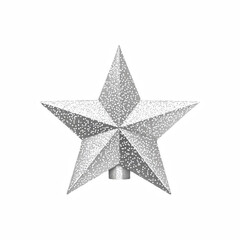 Obraz premium Realistic silver Christmas tree topper star with glitter texture and 3D design isolated on transparent background.