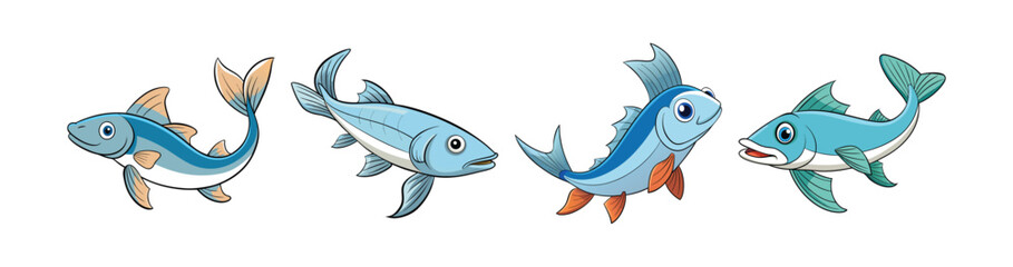 Set of Lifelike Wintertail Fish Realistic Color Art