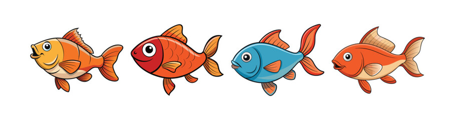 Set of Realistic Wobblescale Fish Colorful Design