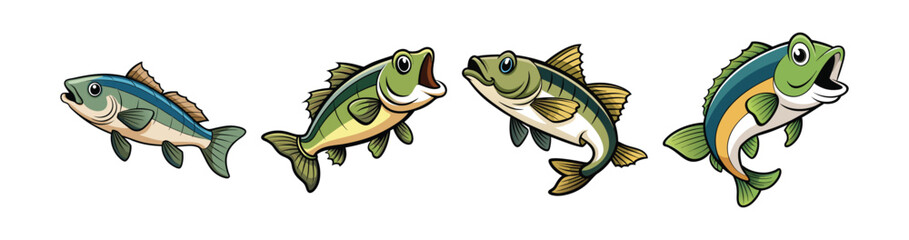 Set of Dynamic Wobblewave Bass Fish Color Design
