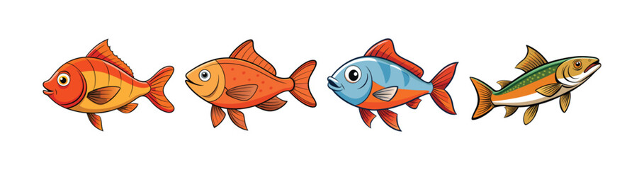 Set of  Realistic Woodhead Fish Vibrant Aquatic Design