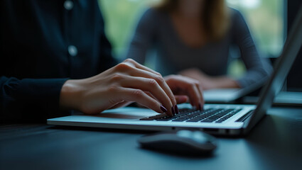 Flat Closeup of Woman Coding HTML on Laptop: Showcasing Technical Expertise and Creativity in Workplace Growth and Digital Transformation