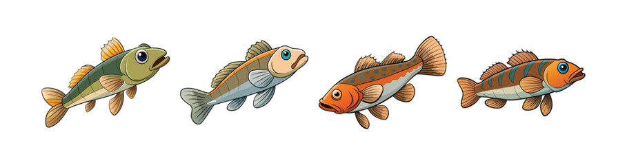 Set of  Charming Woolly Goby Realistic Color Display