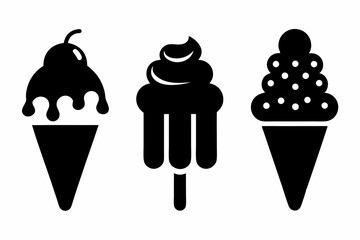 Ice cream icon set silhouette black vector