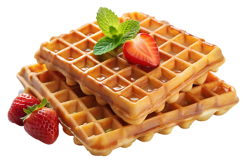 waffles with strawberries and cream