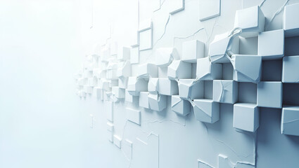 Deploy minimal techno shapes interwoven with negative white zones forging dynamic tile synergy for future driven brand visuals concept as Showcase balanced geometry bridging emptiness capturing polish