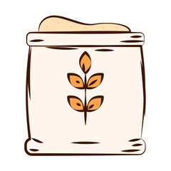 Flour bag cartoon icon. Vector