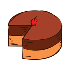 Chocolate cake slice icon. Vector