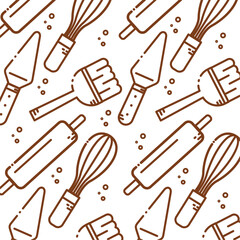 Utensil tools line repeat. Vector
