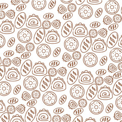 Pastry doodles repeat. Vector