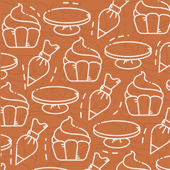 Cupcake and tools repeat. Vector