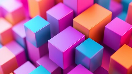 Colorful cubes abstract background, digital art, website banner