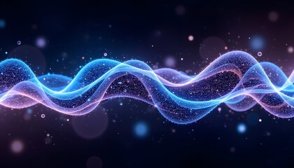 Fototapeta premium This abstract background features a dynamic wave of particles rendered in 3D, creating a mesmerizing and immersive visual experience.