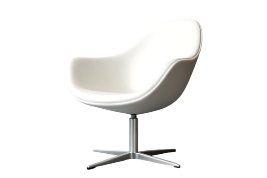 This ergonomic black leather office armchair, a comfortable furniture for business work, is an isolated object with a wheel, ready to sit empty against a white interior