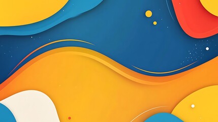 Vibrant Abstract Digital Painting: Swirling Layers of Blue, Orange, and Red AI Generated