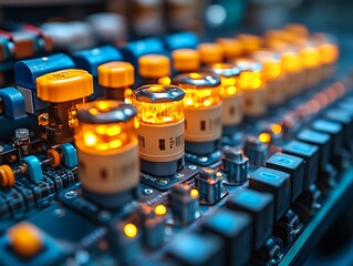 Obraz premium A close up view of various electronic component arrangements