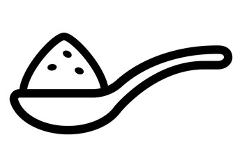 A spoon holding a pile of chili powder representing spicy seasoning or cooking ingredient.