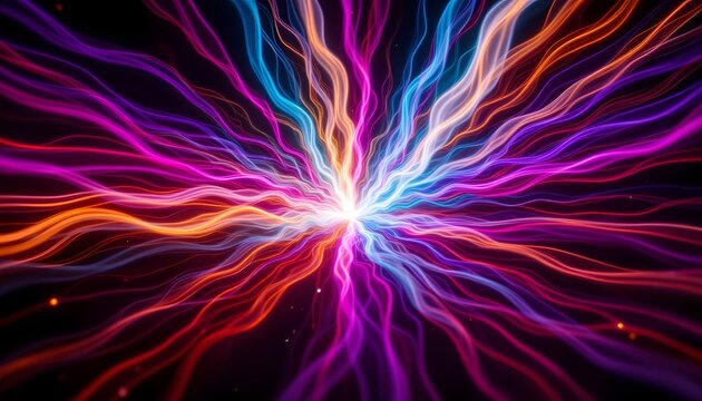 The abstract mess of light stock photo features a mesmerizing display of vibrant colors and streaks of light swirling and blending together in a dynamic and energetic composition.
