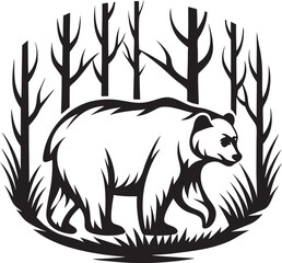 Obraz premium A bear walking through the forest silhouette