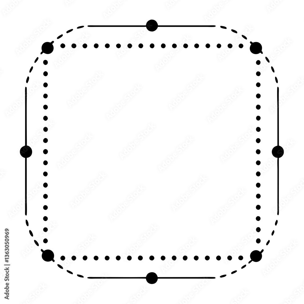 Wall mural geometric frame with dots: a simple yet elegant geometric frame, featuring a square outline punctuat