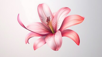 Fototapeta premium Pink Lily Blossom: Digital Painting of a Delicate Flower AI Generated