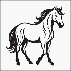 Obraz premium black horse vector illustration, horse silhouette