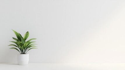 Tranquil office scene showcasing a light desk, a small plant, and an inviting atmosphere, designed for focused productivity.